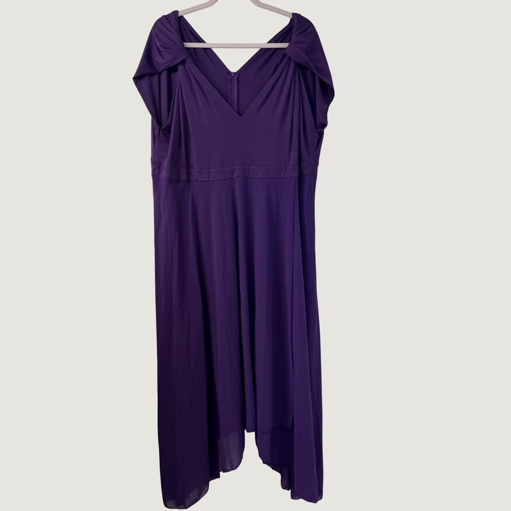 INVOLAND Plus Size High Low Maxi Dress 26W Purple Chiffon Formal Wedding NWT